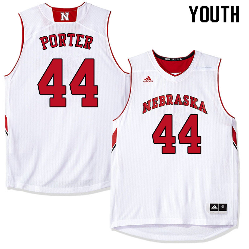 Youth #44 Bret Porter Nebraska Cornhuskers College Basketball Jerseys Sale-White - Click Image to Close